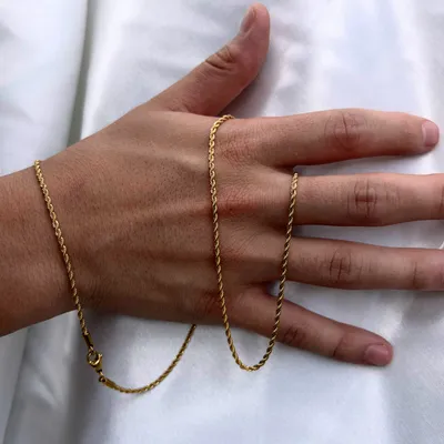 Cadena Cordón Dorada para hombre de acero inoxidable - Joyería Salomé Quito