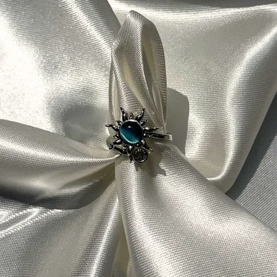 Anillo Sol Piedra Azul de acero inoxidable - no se oxida - Joyería Salomé Quito